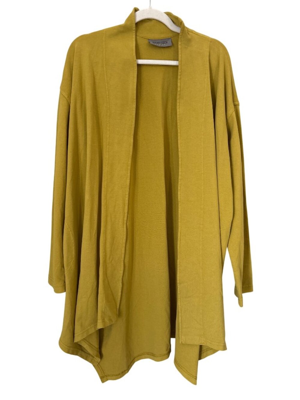 Eleven Stitch Design Cardigan Medium Open Front Long Sleeve Asymmetrical Hemline